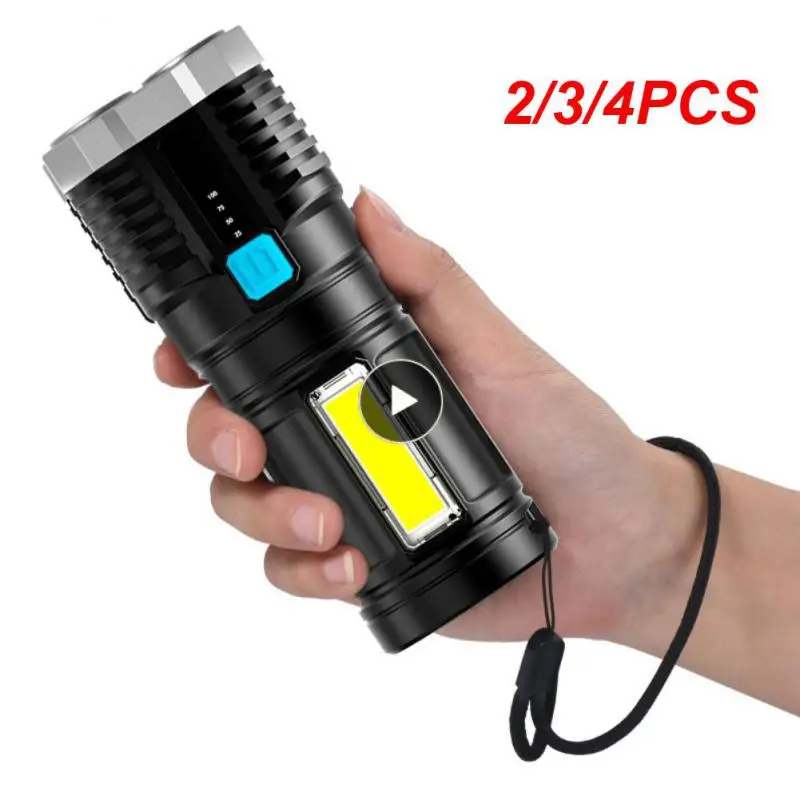 

2/3/4PCS With Side Floodlights Led Light Lamp Usb Long-range Flashlight Multi-function Led Strong Light Cob Tactical Portable