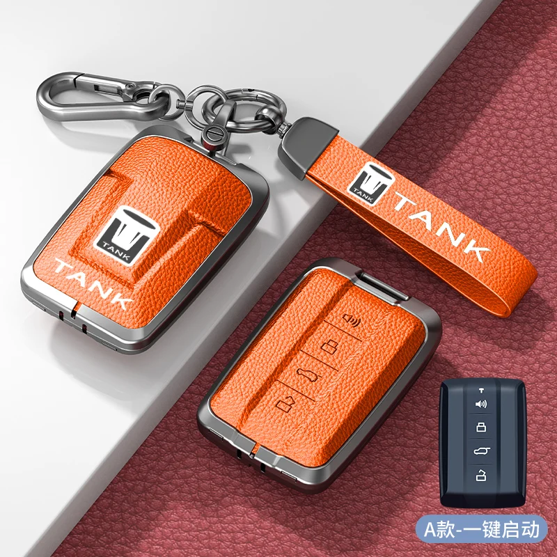

Чехол для автомобильных ключей из цинкового сплава и кожи с пряжкой для Great Wall GWM WEY TANK 300 500 Tank300, сумка для ключей с дистанционным управлением, аксессуары