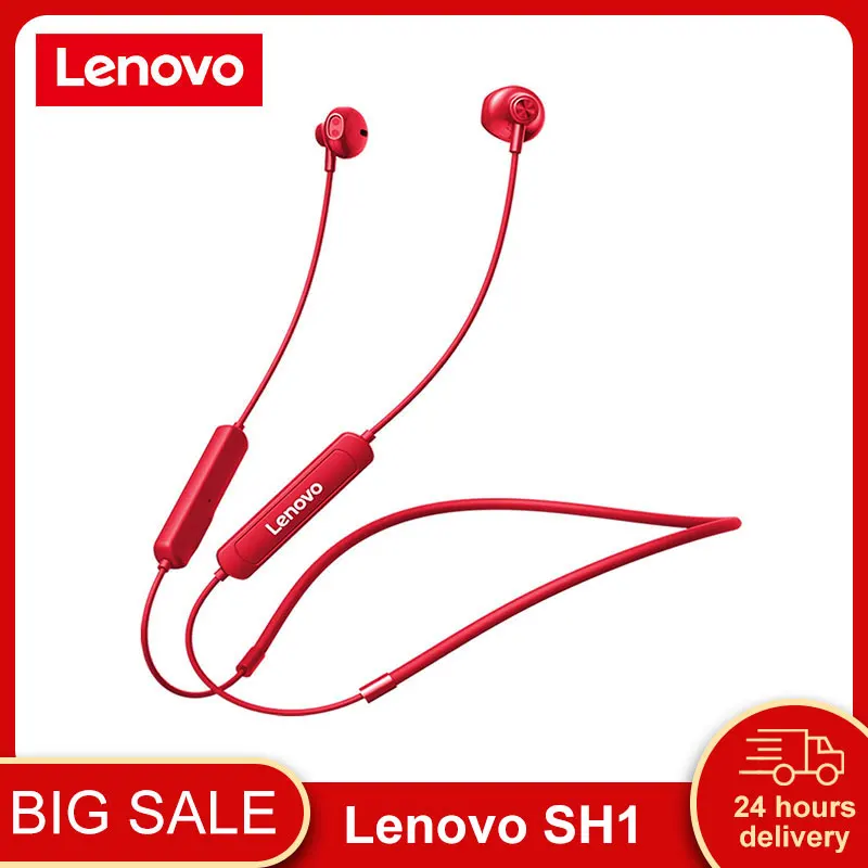 

Беспроводные наушники Lenovo SH1 с шейным ободом, Bluetooth 5,0, Hi-Fi качество звука, IPX5 водонепроницаемая Спортивная гарнитура, магнитные наушники-вкл...