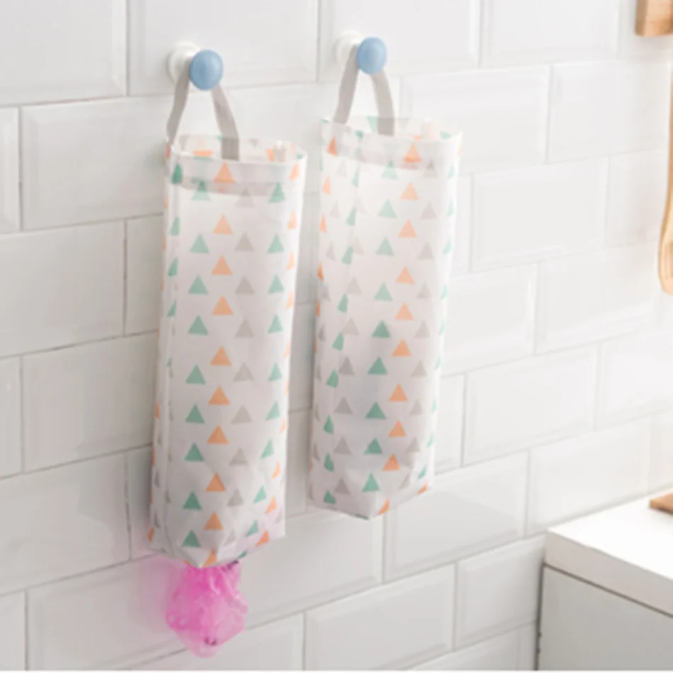 

Home Grocery Bag Holder Wall Storage Dispenser Kitchen Organizer Oxford Cloth Hanging Garbage Storage Packing Pouch Hanging Bags