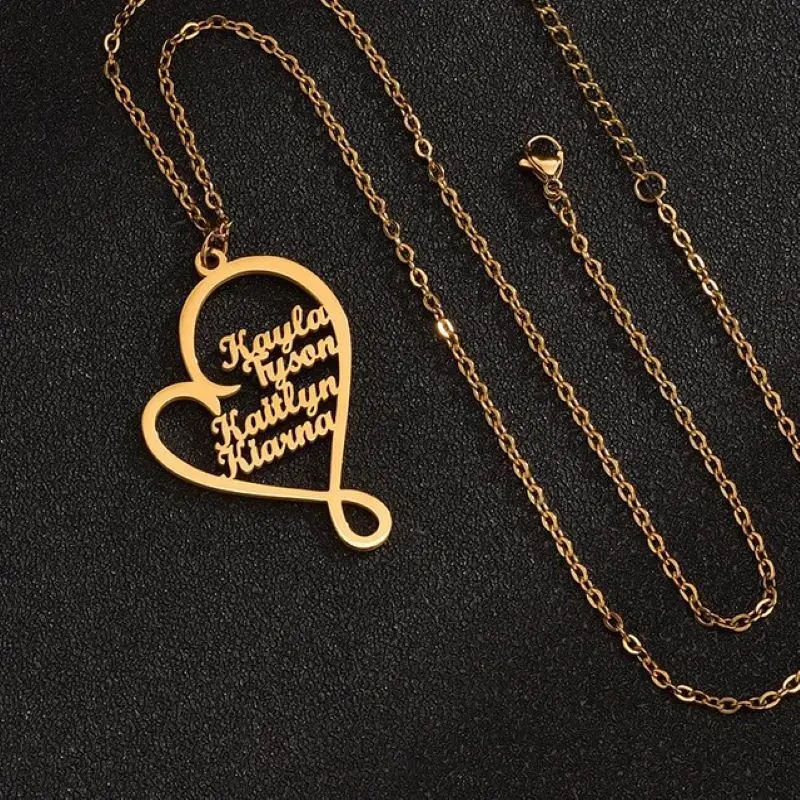 Индивидуальное ожерелье из нержавеющей стали с надписью несколькими именами