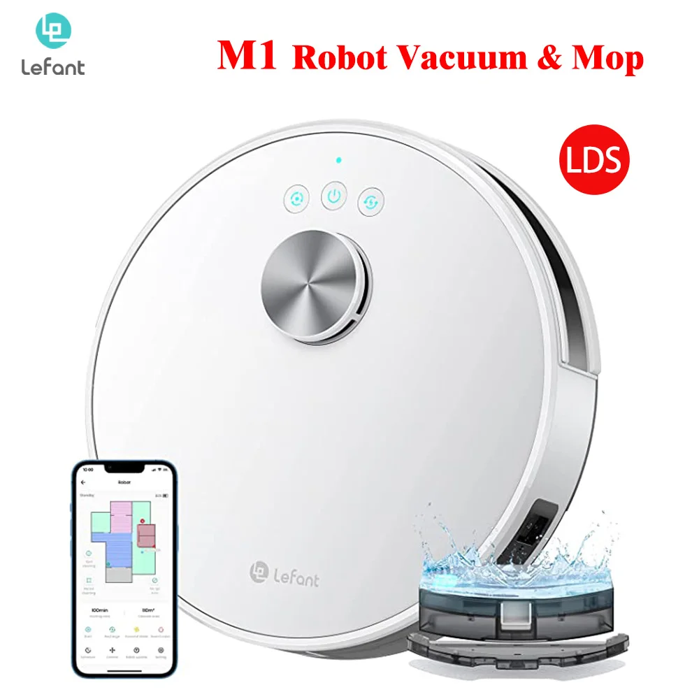 

Lefant M1 Robot Vacuum Cleaner LDS Navigation SLAM Algorithm for Home Mop 2 in 1 Virtual Boundary 3500Pa WiFi App Alexa Control