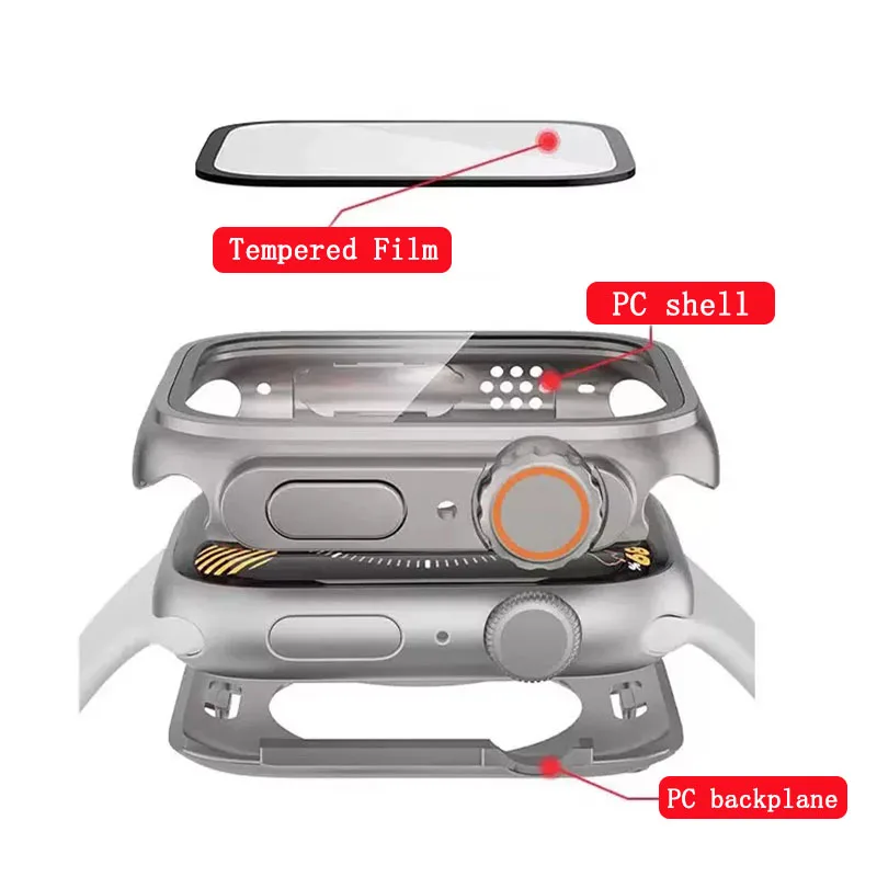 Screen Protector Cover for Apple Watch 45mm 44mm Hard PC Front & Rear Bumper Case for iwatch 8/7/6/5/4/SE Change To Ultra 49MM