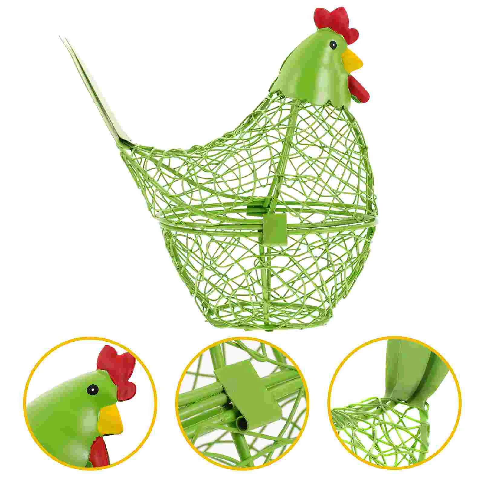 

Home Décor Egg Storage Basket Green Decor Vegetables Container Metal Wire Baskets Tinsel Fruit Chicken Hen