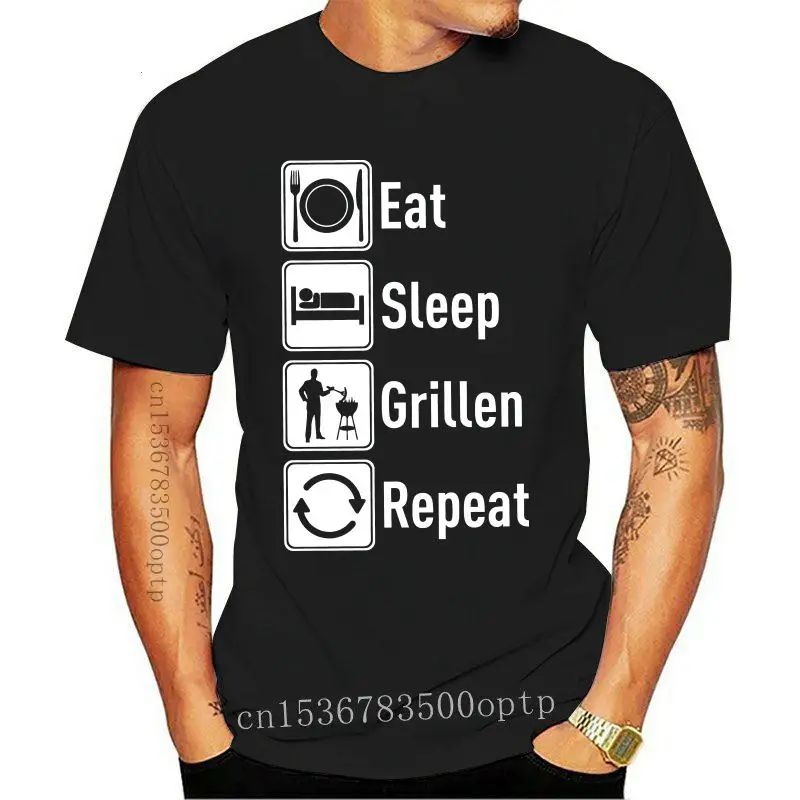 

Camiseta Eat Sleep Grillen Repeat, parrilla, barbacoa, Brutzler, Fleisch