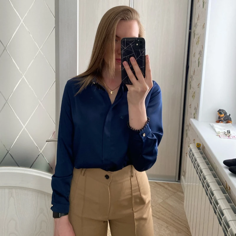 

Women Shirt Satin Blouse Women Fashion Spring Womens Tops Elegant Female Clothing Solid V-neck Sexy Shirts OL Blouses for Women