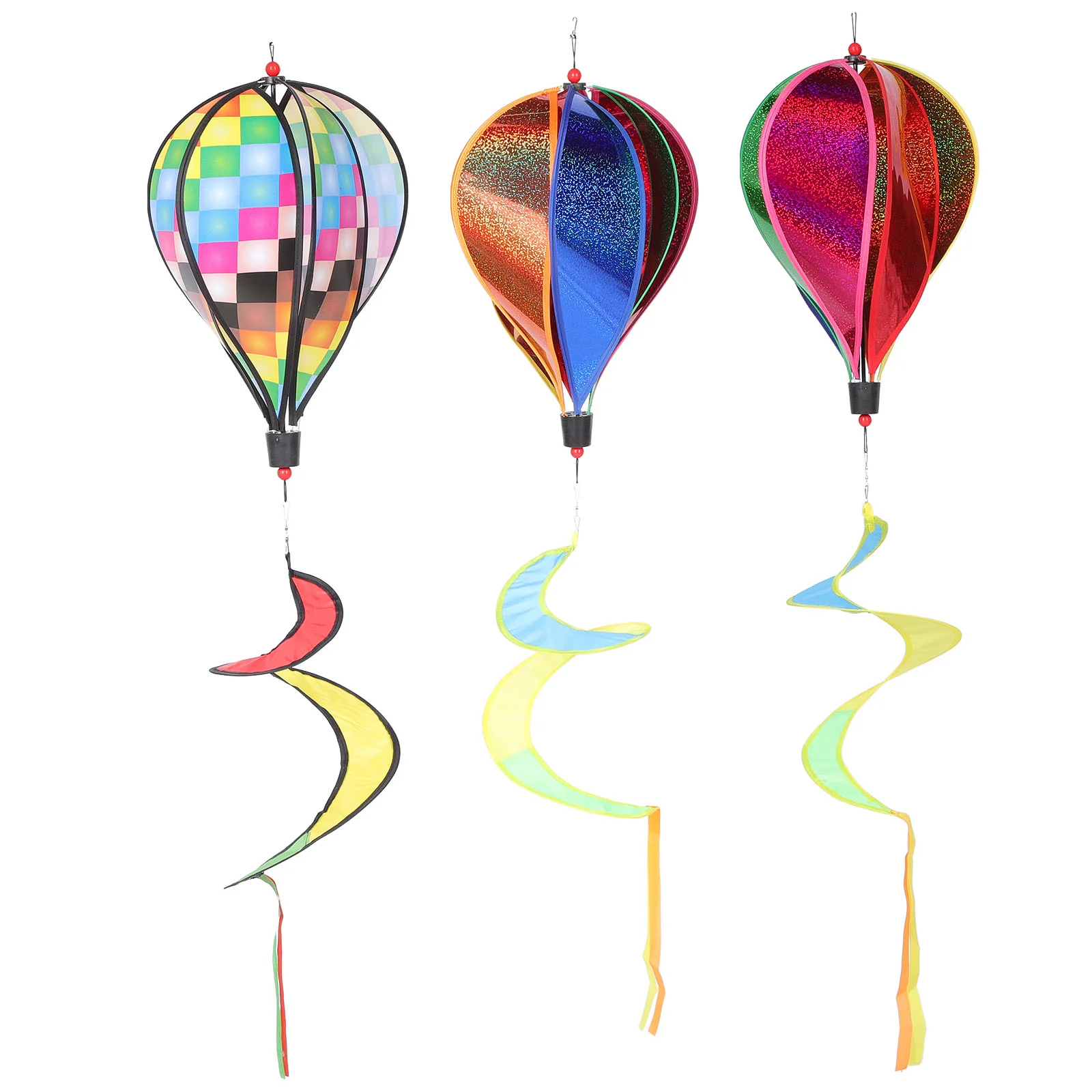 

3 Pcs Rainbow Pinwheel Outdoor Decor Cloth Wind Spinners Windmill Layout Balloon Windsock Party Decoration Hot Air Balloons