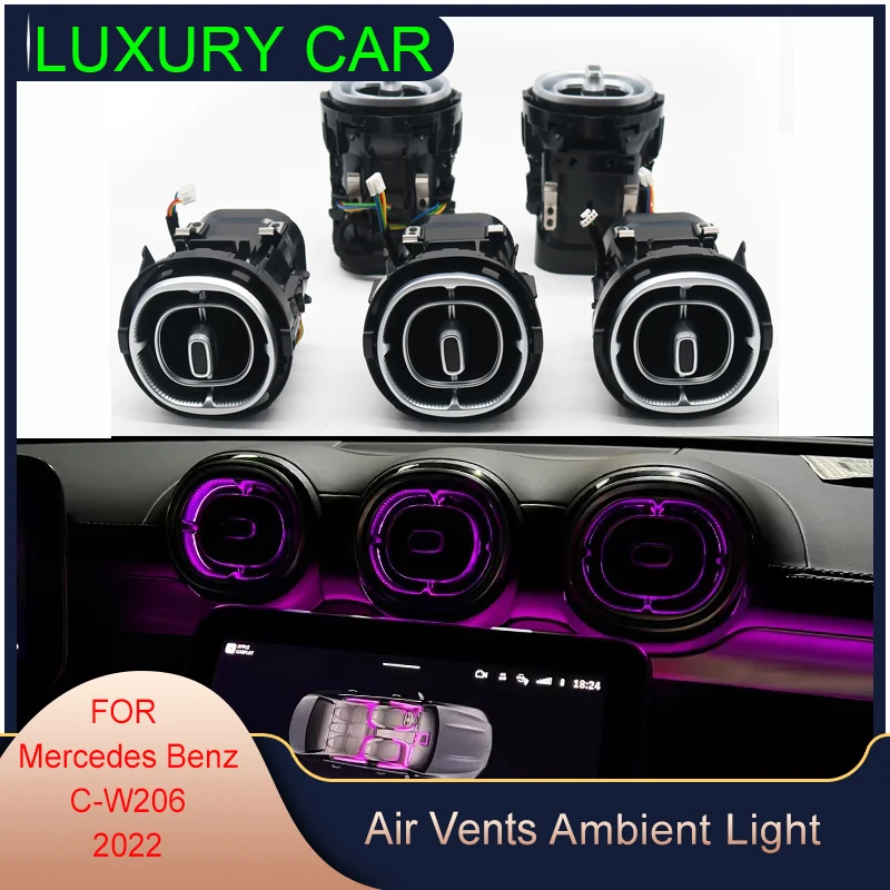 

Вентиляционные отверстисветодиодный для Mercedes Benz C-Class W206 2022, 64 цвета, неоновая лампа в форме турбины