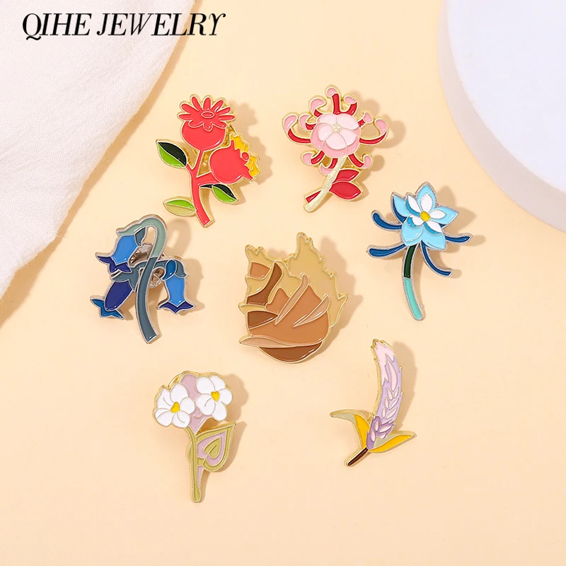 

Cartoon Plant Flower Enamel Pins Spikes Pine Cones Brooches Backpack Accessories Badges Gift For Friend Free Shipping