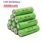 2-20 шт., перезаряжаемые батарейки AA 100% мАч, 4800 в