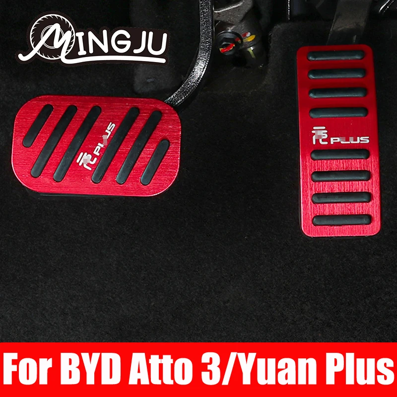 Para BYD Atto 3 Yuan Plus 2022 2023 Pedal de acelerador de coche de aleación de aluminio cubierta de Pedal de freno funda de almohadilla antideslizante accesorios de coche