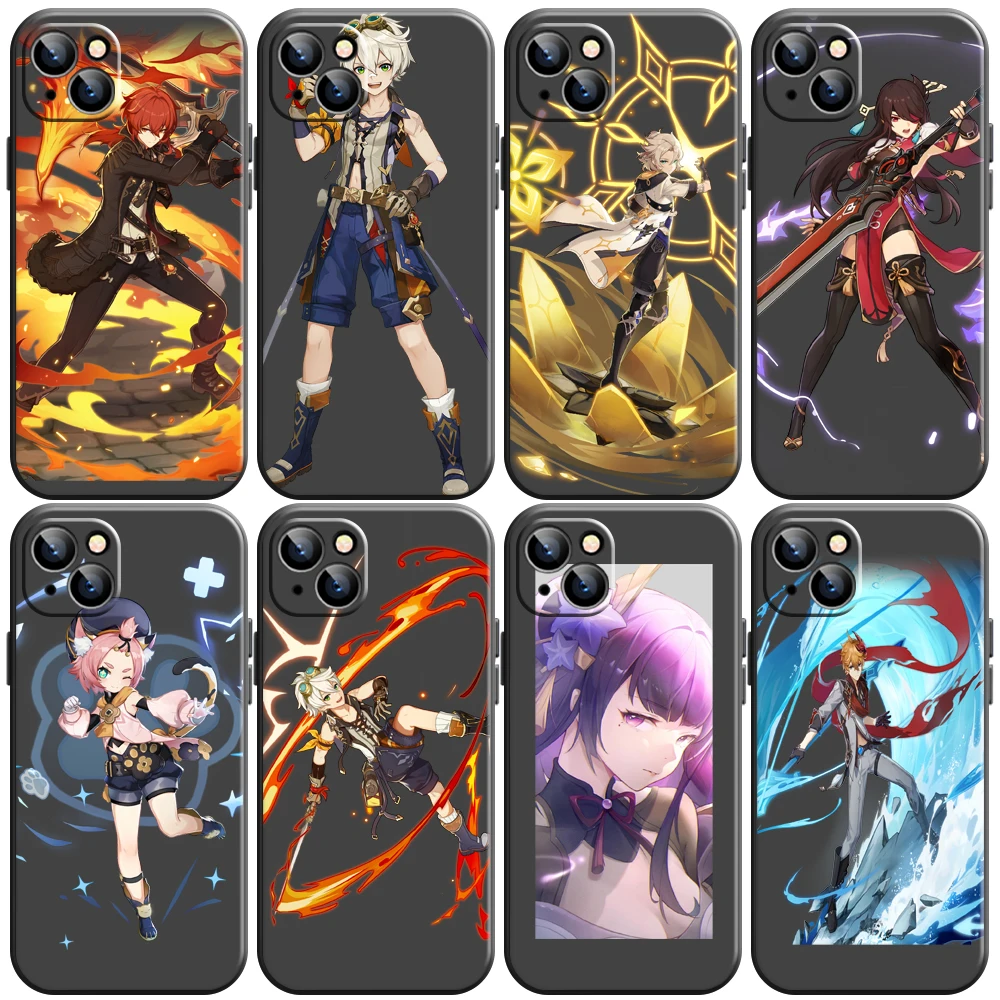 

Genshin Impact Project Game Phone Case For iPhone 11 13 12 Pro Max 12 13 Mini X XS XR MAX SE 6 7 8 Plus Black Coque Carcasa