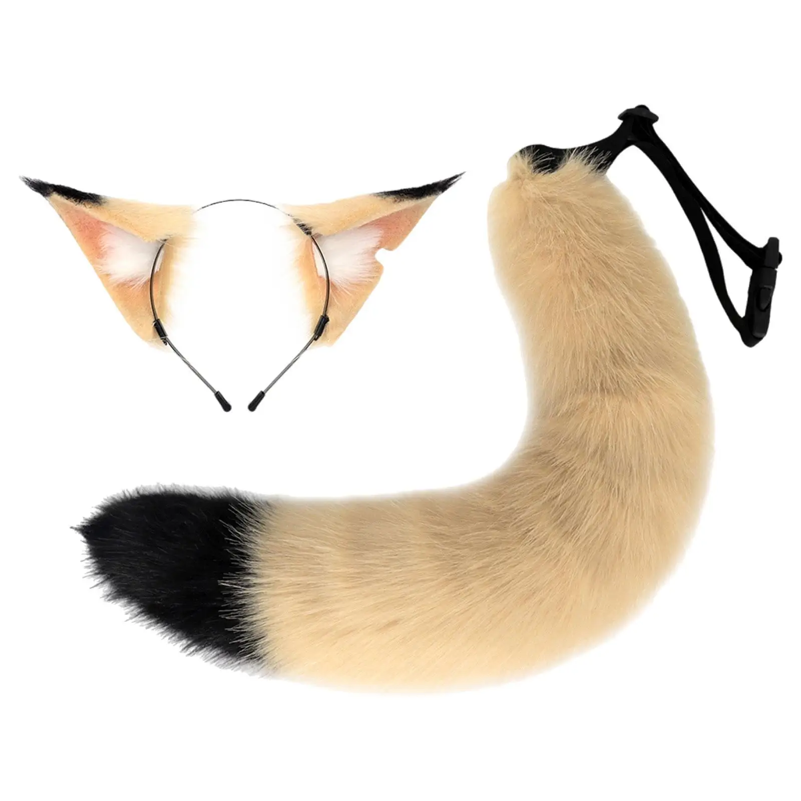 

Faux Fur Ears and Tail Set Halloween Costume Cosplay Animals Ears and Tail for Dress up Role Play Mardi Gras Carnival Masquerade