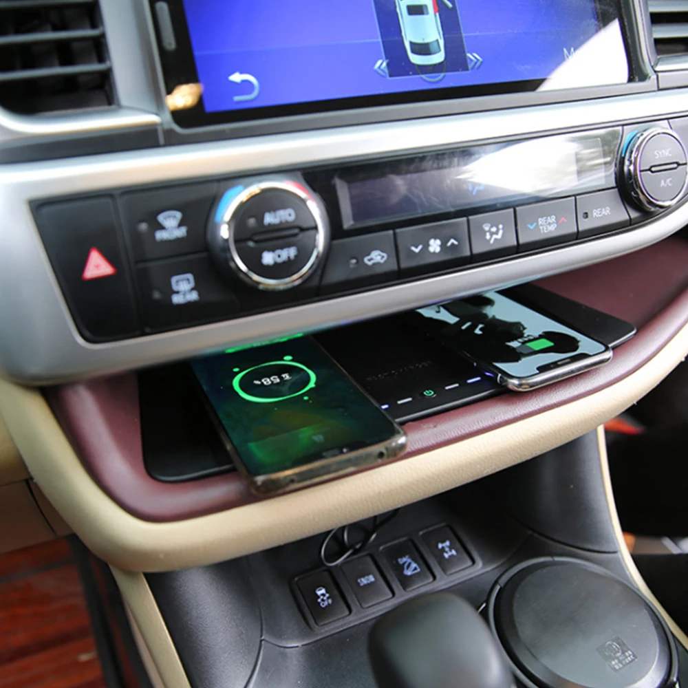 

Автомобильная центральная консоль, беспроводное зарядное устройство для Toyota Highlander 2015-2021, зарядная площадка, держатель для телефона, быстрая зарядка в салоне