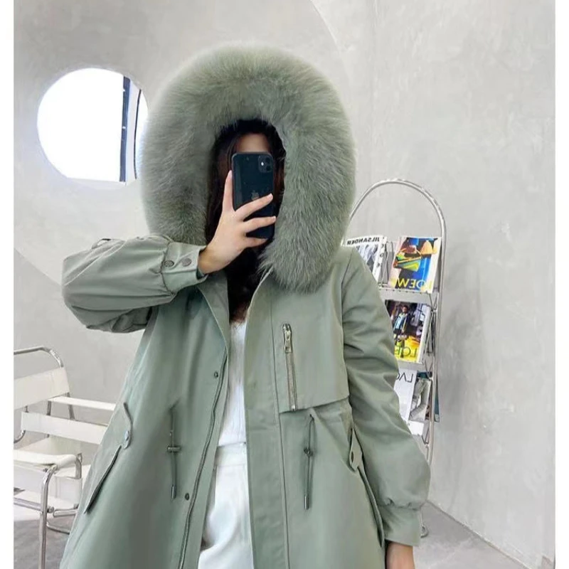 Woman New Fashion Real Fur Coats Female Natural Rabbit Fur Coat Jacket Ladies Real Fur Coat Vintage Overcoats Outerwear G330