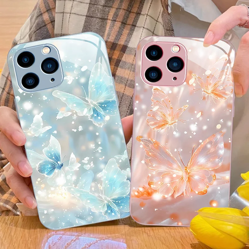 Чехол из закаленного стекла для iPhone 16 Pro Max Plus модный красивый жесткий