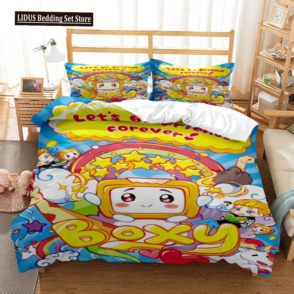 Постельное белье Lankybox Foxy Boxy с милым мультяшным 3D-принтом Королевский Комплект