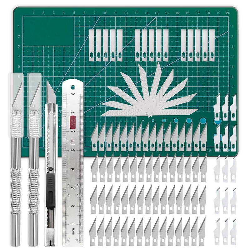 

Precision Carving Craft Hobby Knife Kit with 90 PCS Blades for DIY Art Work Cutting, Hobby, Scrapbooking, Stencil