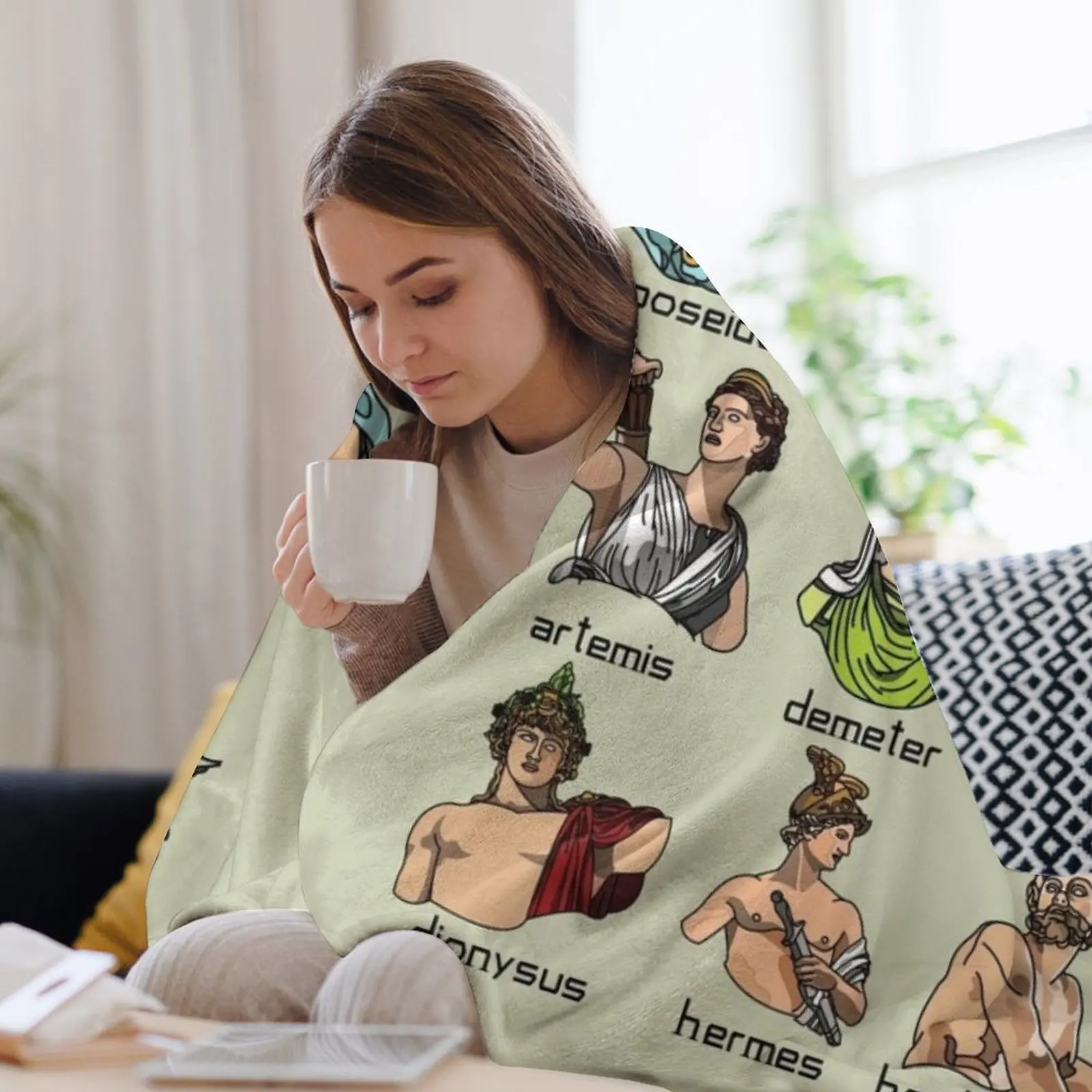 Двенадцать олимпийцев (цвет): одеяло из греческой мифологии винтажное фланелевое