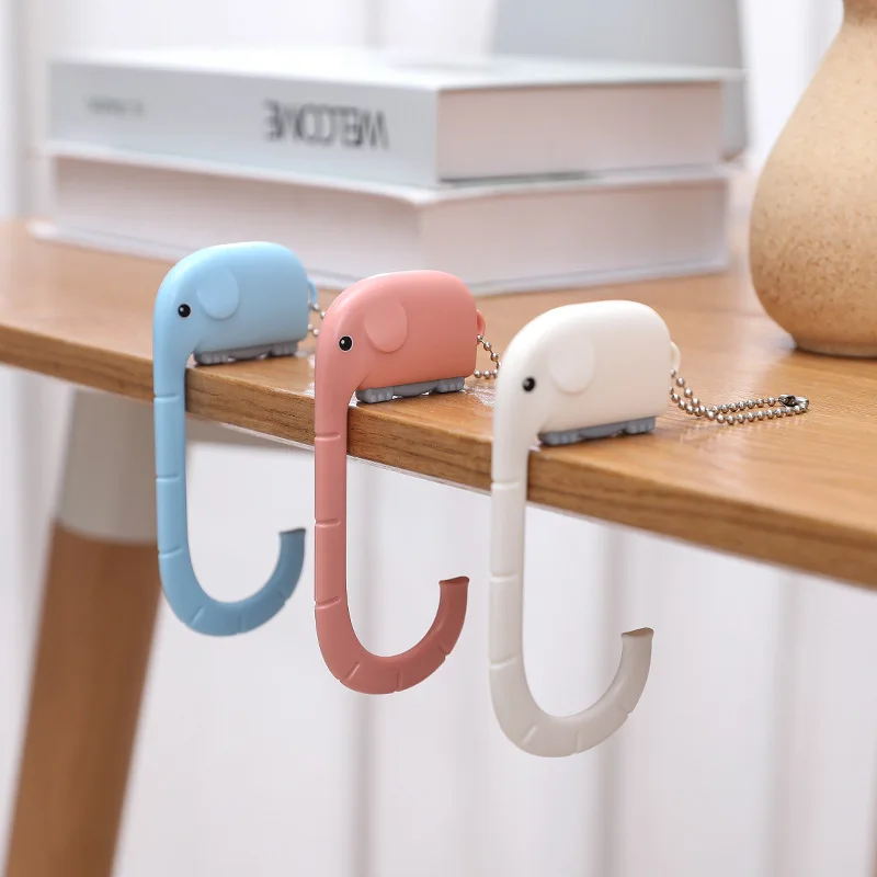 Travel Portable Plastic Bag Cute Elephant Hook for Hanging Decorative Table Purse Bag Hooks Wall Hanger Holder Handbag Hanger