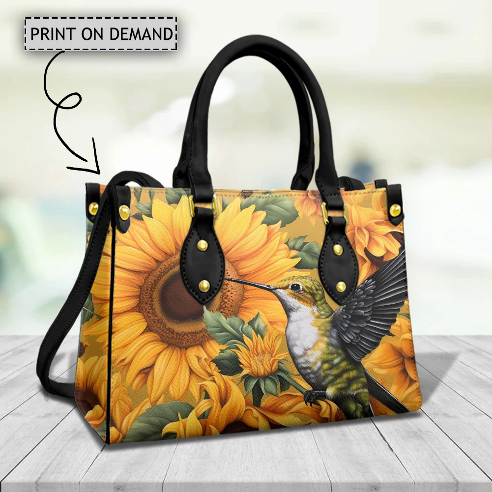 

Mandala Hummingbird Sunflower Pattern Women's Casual Top-Handle Bags Designer Brand Bohemian Handbag Large eather Coin Purse New