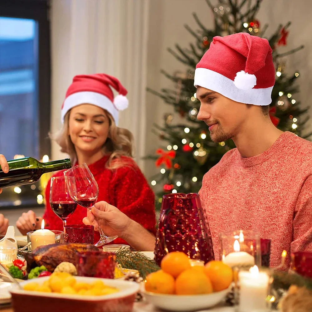 Красная рождественская шапка для взрослых и детей плюшевые утепленные шапки