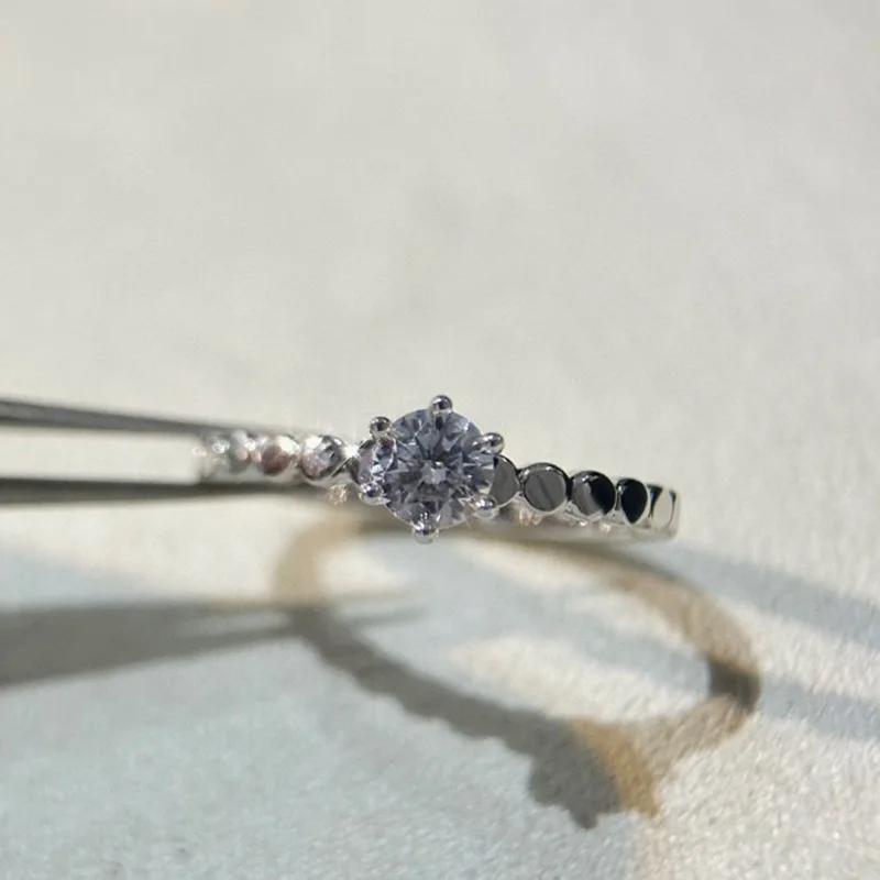 S925Серебряный круглый бриллиант с шестью когтями в европейском и американском