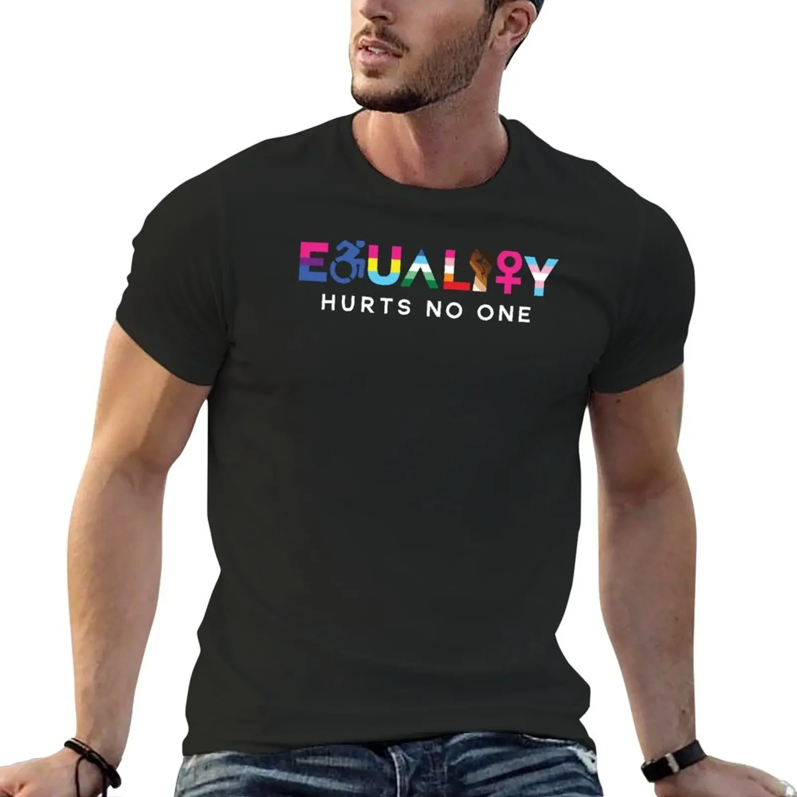 Equality Hurts No One - Bi Pan MLM WLW Skintone Range Футболка с белым текстом аниме дизайнерская