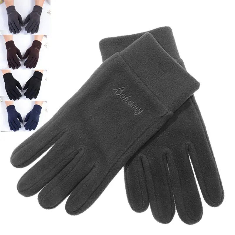 

Мужские зимние перчатки 2023, однотонные женские уличные флисовые толстые теплые женские перчатки на запястье для езды на мотоцикле и велосипеде, черные варежки