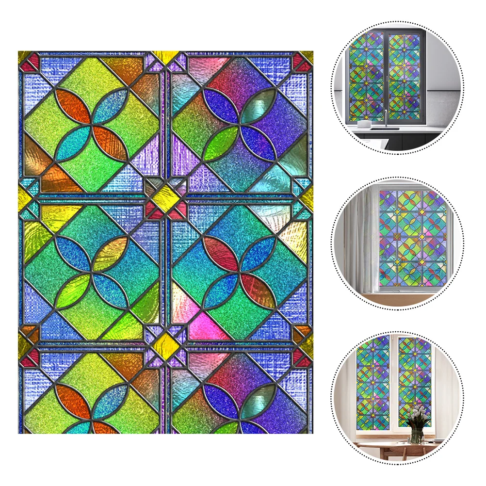 

Window Filmstatic Sticker Privacy Decorative Decal Frosted Stained Cling Decals Removable Rainbow Clings Home 3D Stickers