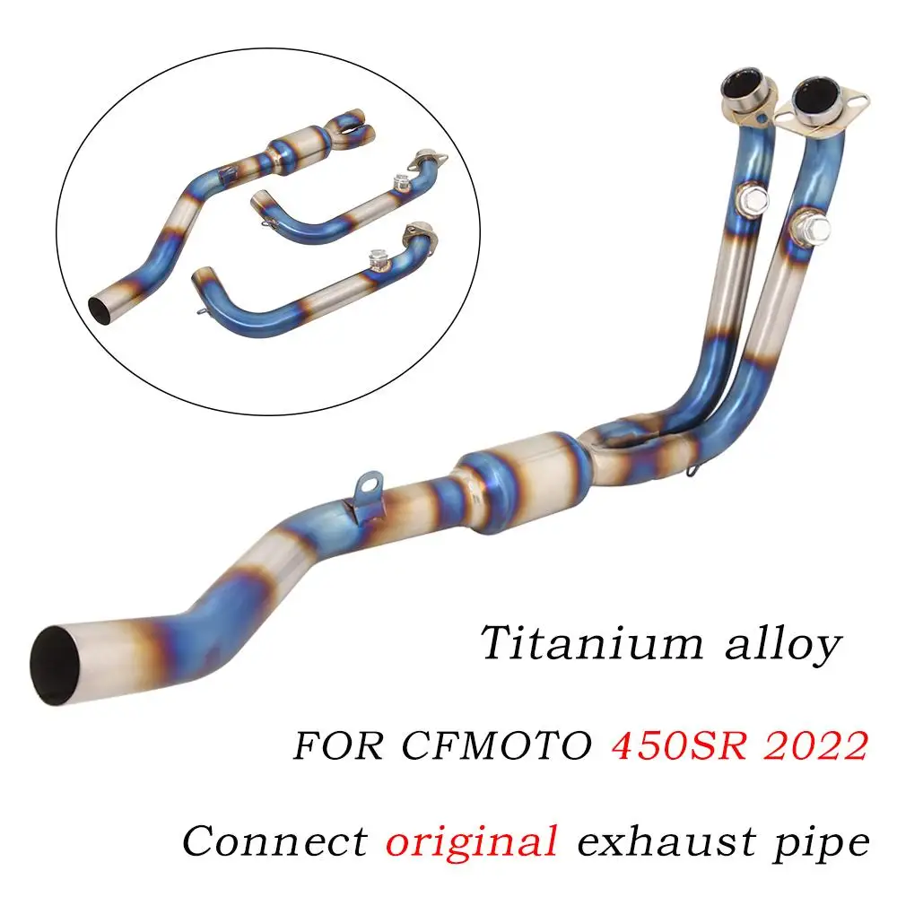 

For CFMOTO 450SR 2022 Titanium Alloy Header Pipe Motorcycle Exhaust Pipe Connect Original Muffler Escape Front Link Pipe Slip On