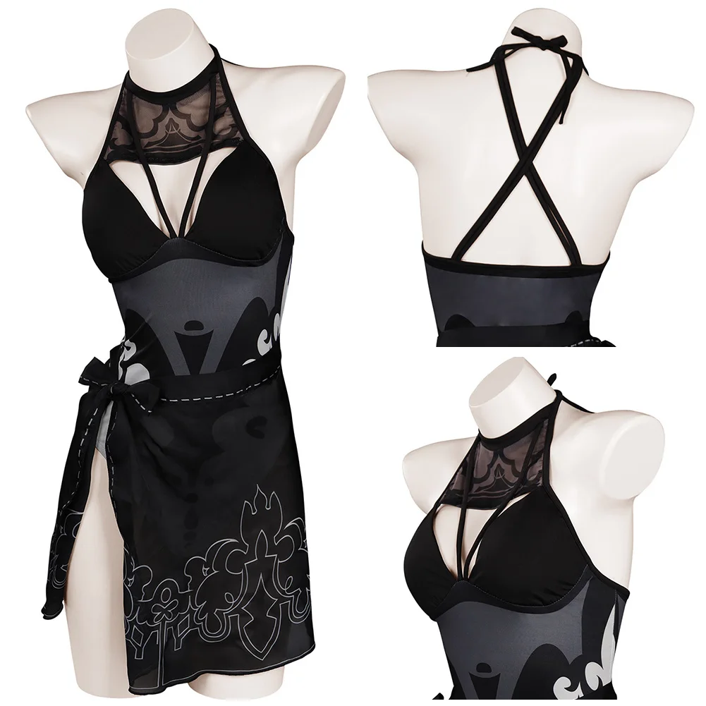 NieR:Automata YoRHa No.2 сексуальный купальник косплей костюм комбинезон Купальники наряды