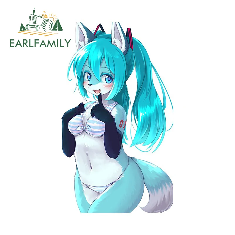 EARLFAMILY 13 см для лисы пушистая Милая мультяшная Автомобильная наклейка защита двери автомобиля забавная наклейка водонепроницаемые мотоциклетные виниловые автомобильные аксессуары