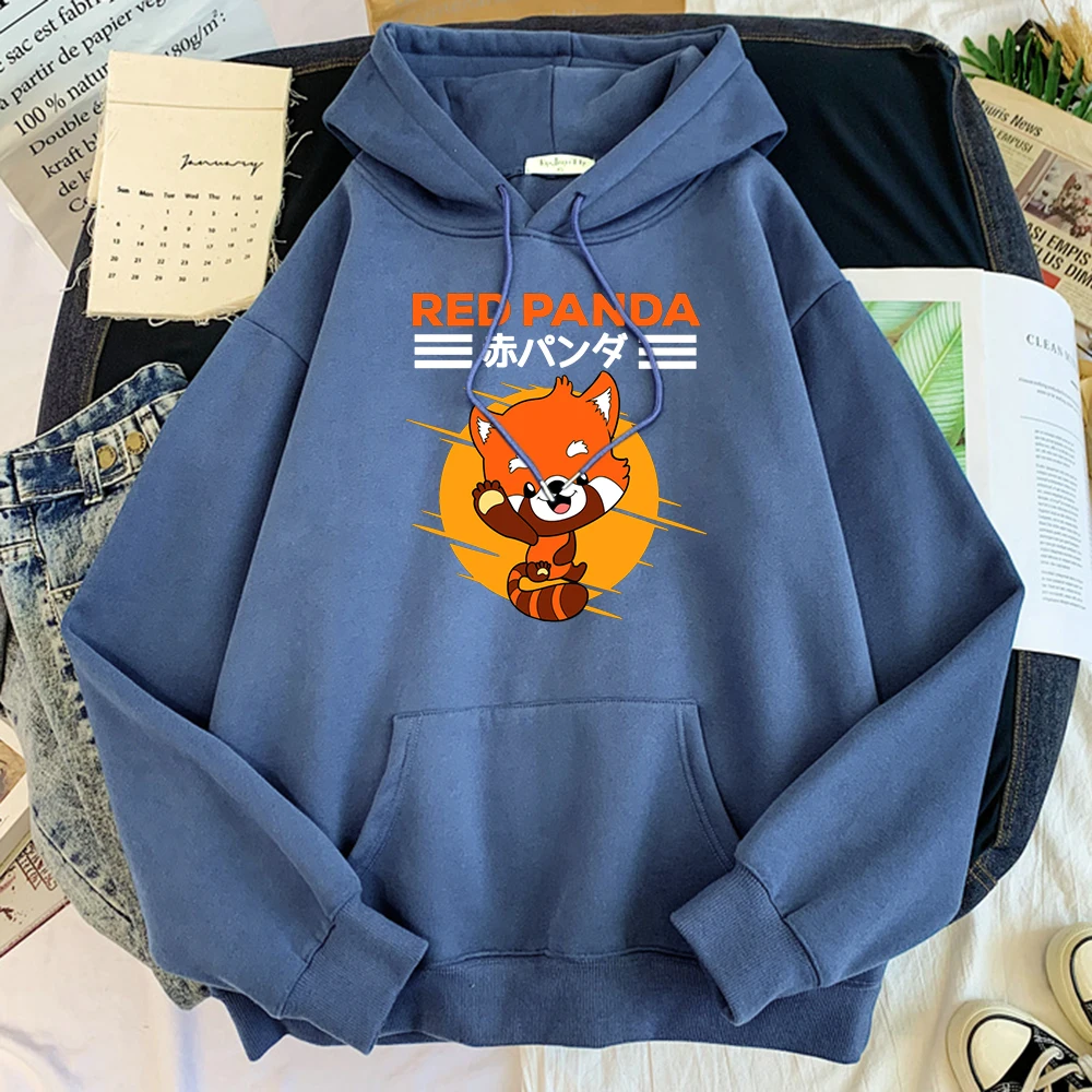 Men Hoodie Cartoon Raccoon Pretending Red Panda  Printed Sweatshirt Male Female Japanese Oversize Kawii Loose Soft Hoodied Tops