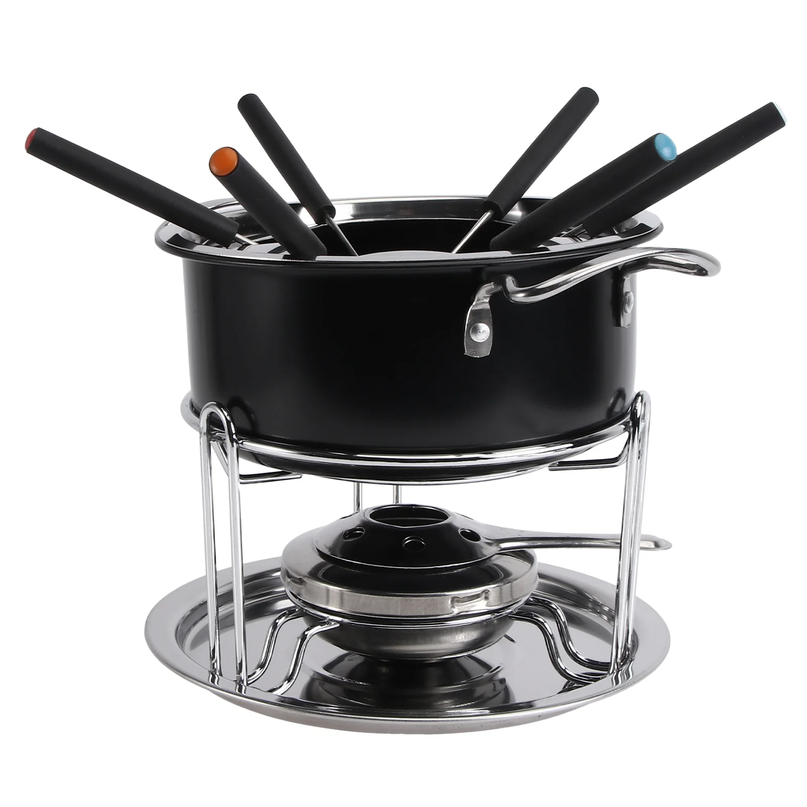 

Chocolate Pot Fondue Cheese Bbq Tableware Set Seafood Double Boiler Steamer Fuel Paste Stainless Steel Fondue Set 6 Persons