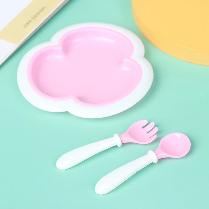 

Cute Pink Color 3pcs/set Simulated Doll Tableware Fork Spoon Rice Bowl For Doll Eating Utensils Kids Pretend Play Toys