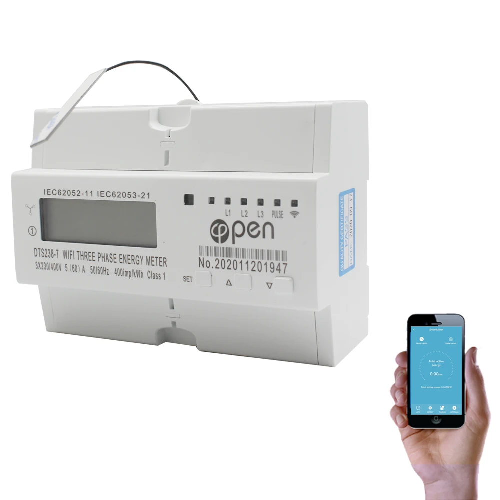 

Tuya Smart three phase Wifi/RS485 energy Meter din rail current voltage power display wifi smart meter