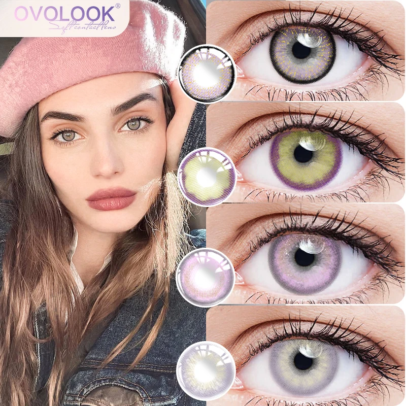 

2pcs Purple Contact Lenses with Diopters Graduated Beautiful Pupil Prescription Correct Myopia Hydrophilic Cosmetics Accessories