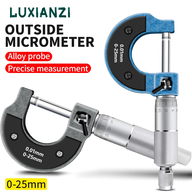 

Микрометр LUXIANZI 0-25 мм, 0,01 мм, внешний микрометр, металлический Верньер для измерения