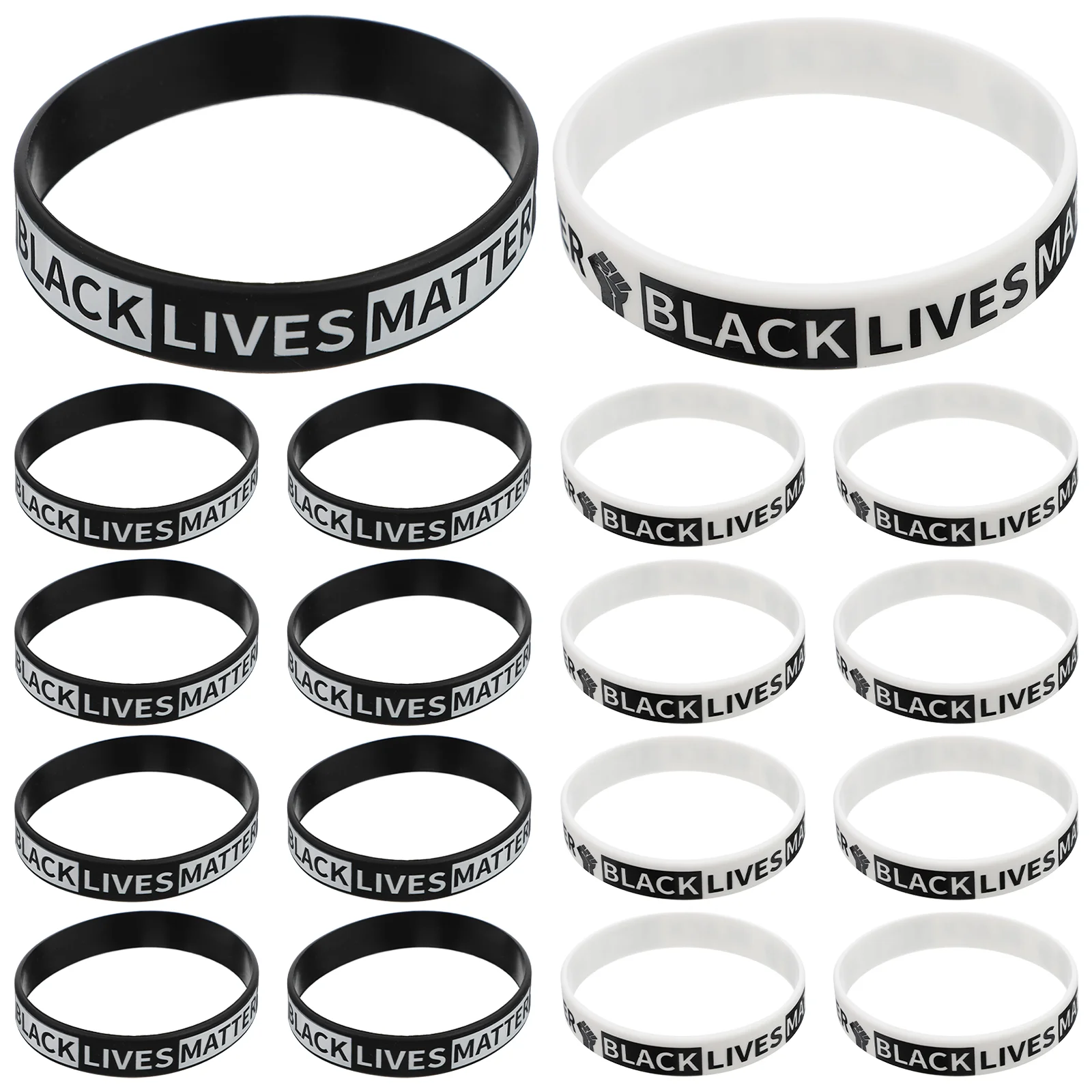 

20pcs Silicone Rubber Wristbands BLM Anti Racism BLM Movement Bracelets Awareness Support Wristband Bracelets