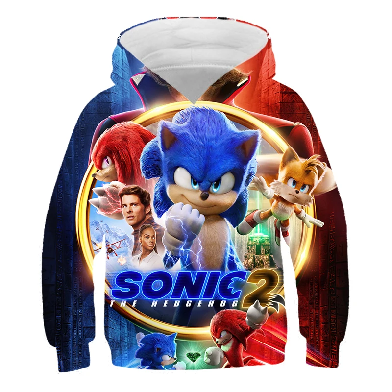 

Fall 2022 Fashion Sonic Print Hoodie Children's casual print trend Long sleeved Hoodie Hip Hop Harajuku Super Sonic Baby Hoodie