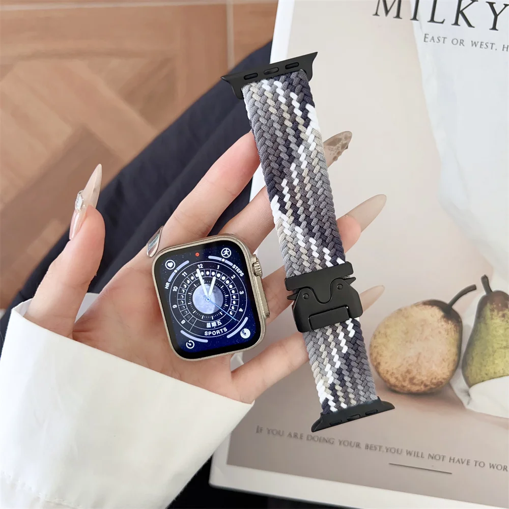 Фото Braided Solo Loop Strap For Apple watch Band 46mm 44mm 45mm 42mm 40mm 38 41mm Ultra2 49mm Correa iwatch Series 10 9 SE 8 7 6 5 4 №5