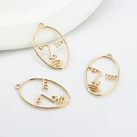 hollow metal alloy face uv resin bezel charms 4pcslot for diy jewelry findings earrings accessories