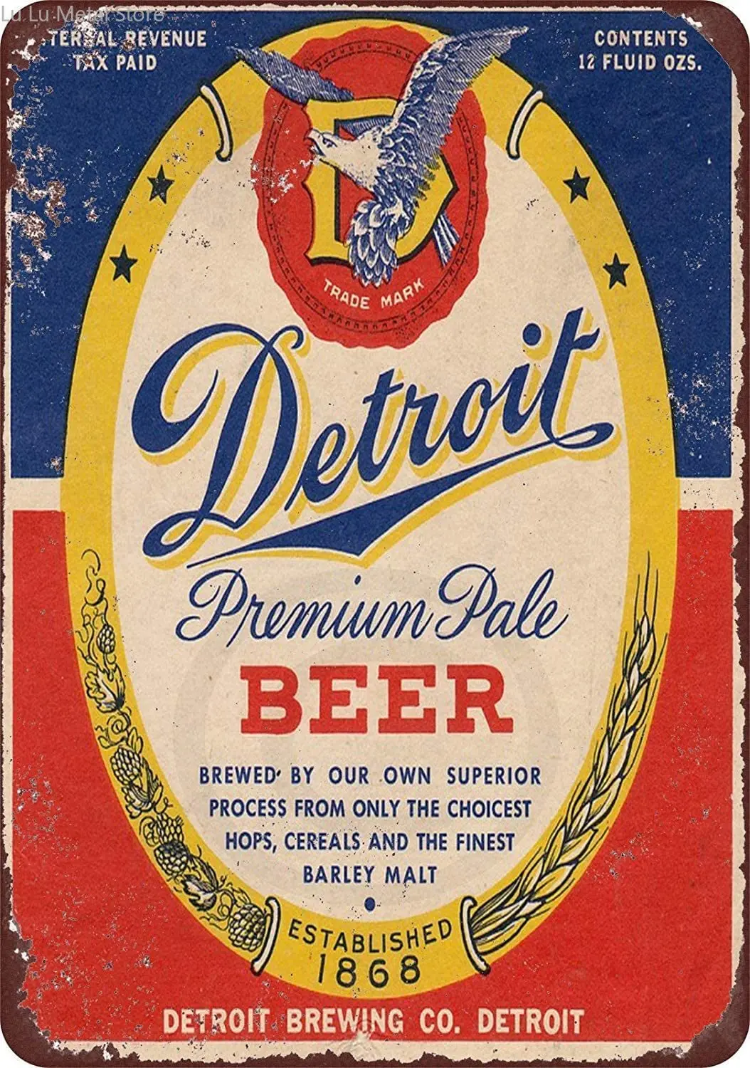

Новый жестяной знак Детройт Премиум бледное ПИВОВАРЕНИЕ винтажный Алюминиевый металлический знак 8x12 дюймов