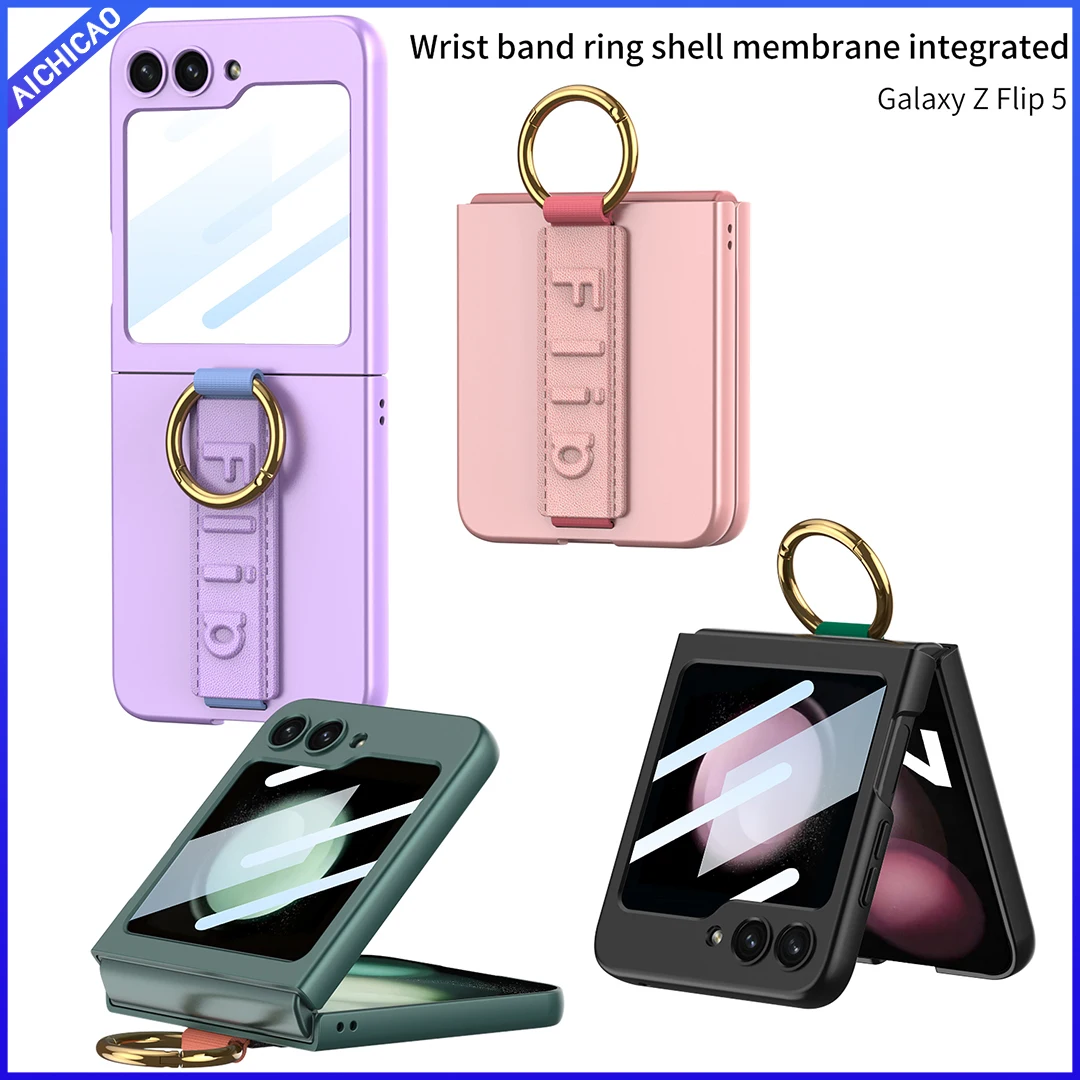 

ACC-Wrist band ring shell membrane integrated for Samsung Galaxy Z Flip 5 Anti-fall upgrade phone case
