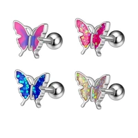 1pc new rainbow sequins butterfly tongue piercing barbell 14g tongue rings surgical steel bars tounge ring unisex jewelry