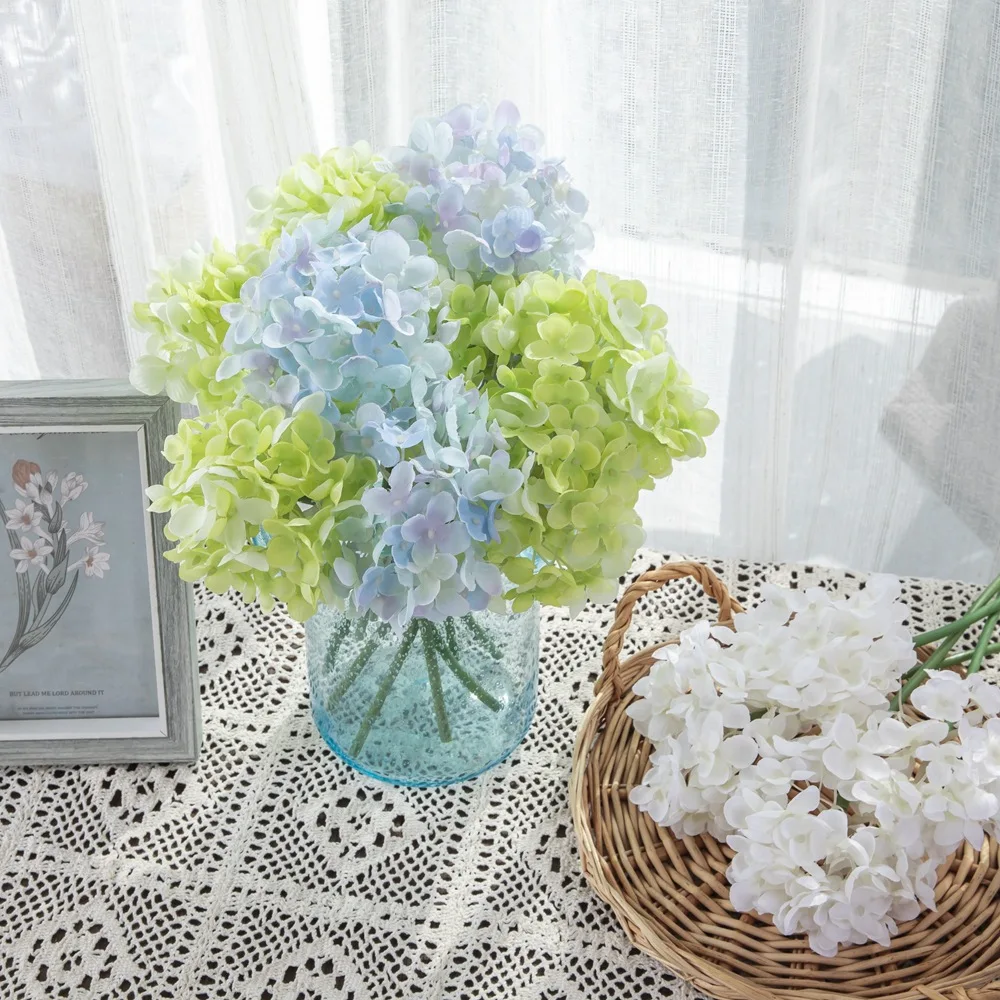 

26cm Hydrangea Artificial Flower Bouquet Fake Flower Wedding Home Decoration Background Flower Garden Decoration Outdoor