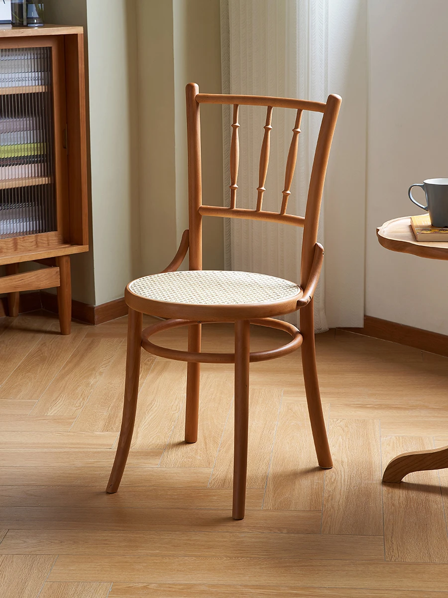 

Обеденный стул из твердой древесины, удобный ротанговый домашний скандинавский стул со спинкой, современная простота
