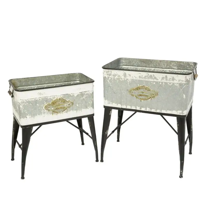 

Assorted Metal Planters with Stand