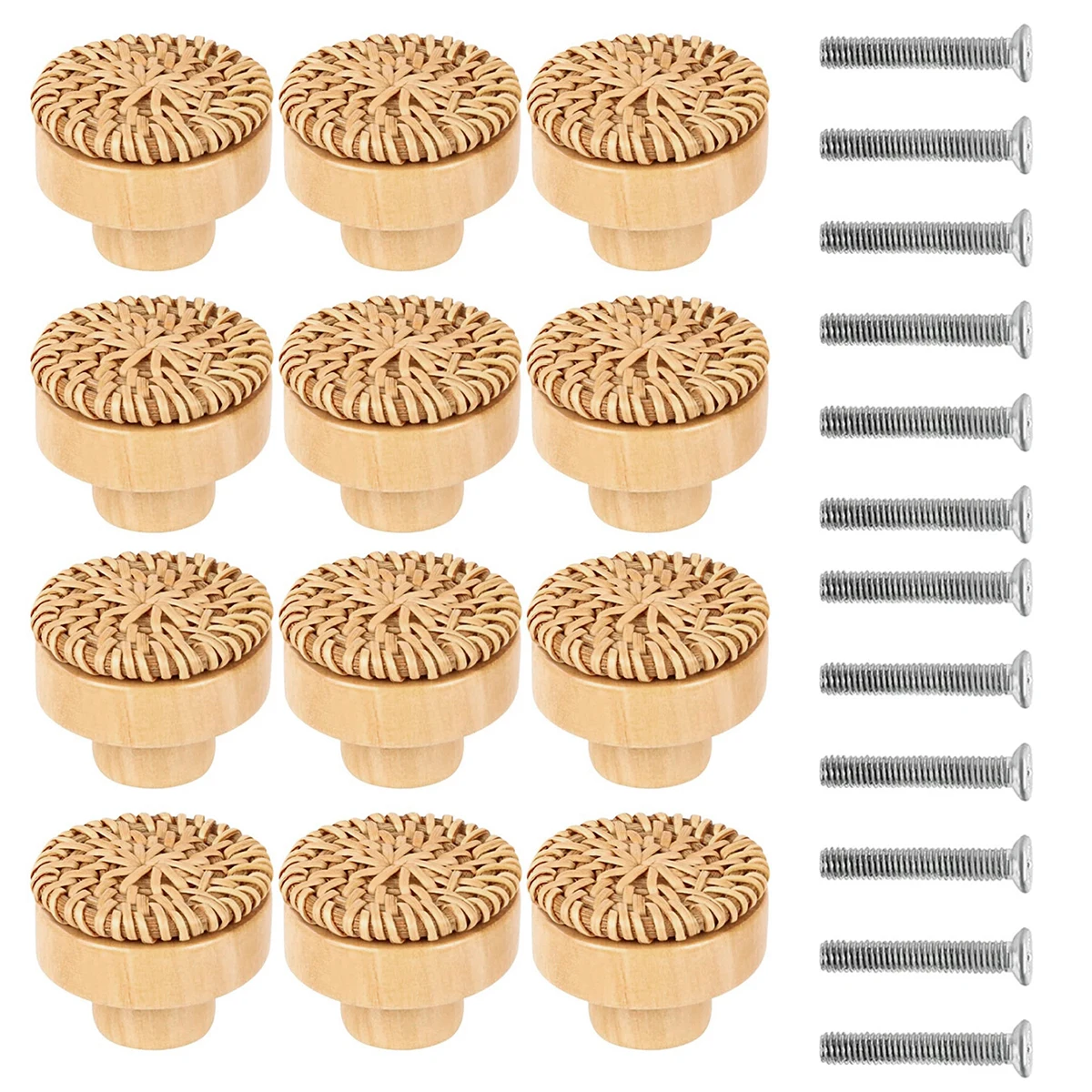 

Ручки для шкафов из ротанга и дерева 6/12 шт